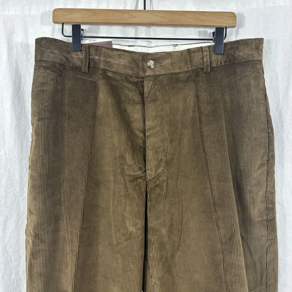 Tasso Elba Brown Corduroy Academia Straight Leg Pants Mens Sz 35x30 Preppy